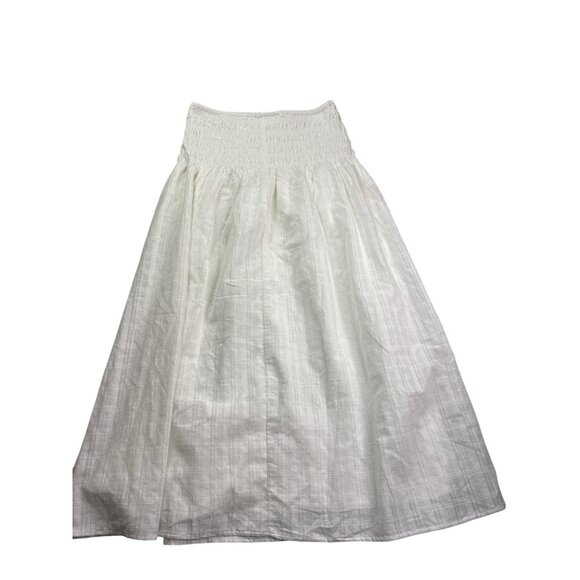 No Boundaries White Midi Skirt Smocked Waist XS (0-2) Gauzy Sheer Cotton Lined - Picture 4 of 9
